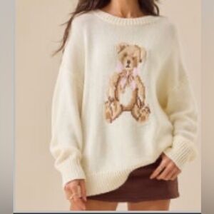 Altar'd State Cream Teddy Bear Sweater